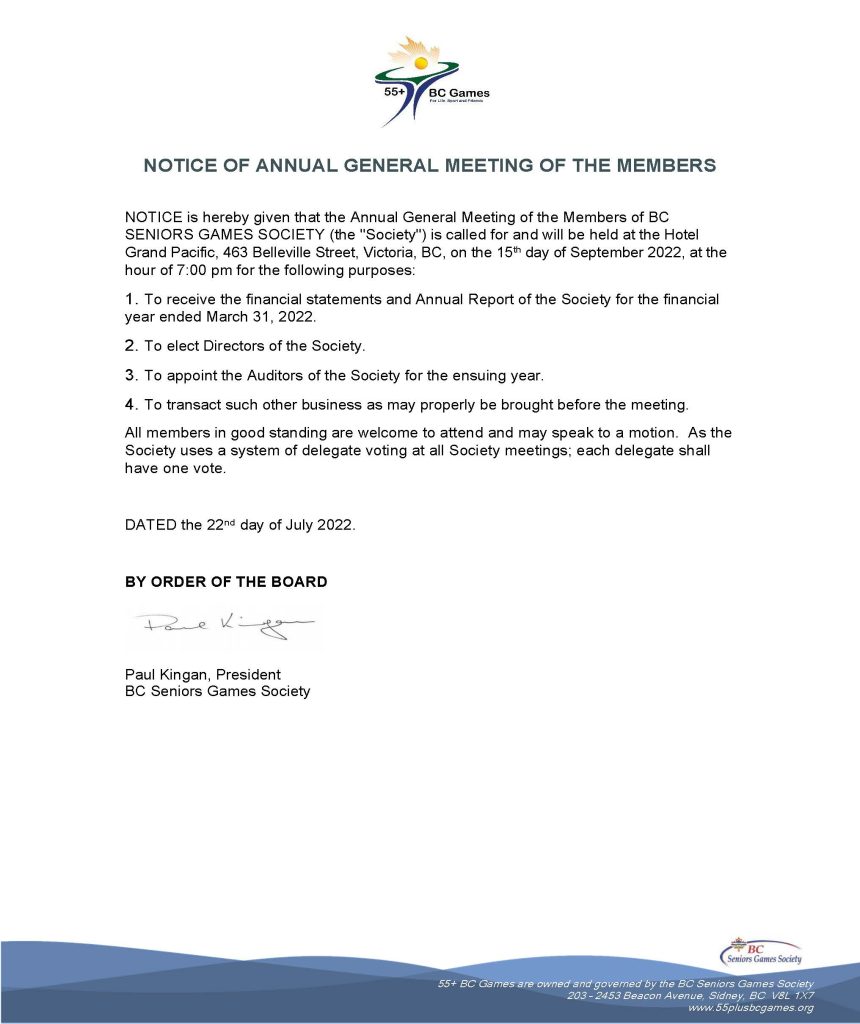 Notice of 2022 Annual General Meeting